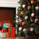 Leyndo 24 Pcs Sport Balls Christmas Ornaments Bulk Basketball Football Ornaments with Removable Santa Hat for Christmas Tree Decorations Xmas Tree Hanging for Party Gift Filler (Balls)