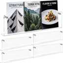 4 Pack Clear Acrylic Magazine Holder Brochure Holder Wall Mount Hanging Bookshelf Literature Storage Rack for Document Brochure File Display Shelf for Waiting Living Room Office (24 Inch)