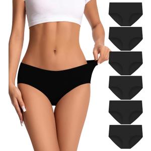 dmuveo Womens Underwear Cotton Soft Hipster Full Coverage Ladies Stretch Panties Black-6pack-02, XX-Large