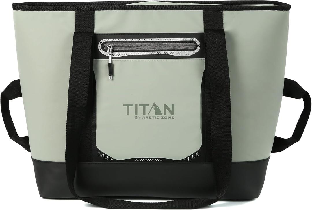 Titan by Arctic Zone Soft Sided Cooler Tote, Insulated Bag with Handle, Shoulder Strap, and Zipper for Lunch, Picnic, and Travel, 30 Can Capacity