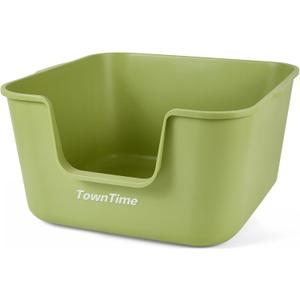 Extra Large Litter Box with High Sides 23.03" Lx22.75 Wx11.73 H,Anti-Splashing Kitty Litter Box,Tool-Free Assembly,Multi Cat Litter Box,Jumbo Litter Box (Green)