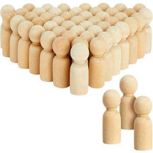 Bright Creations 50 Pack Unfinished Wooden Peg Doll Bodies, Natural Wood Figures for Painting, DIY Arts and Crafts, 2.4 inches Tall - Peg Dolls - Wooden People Figures