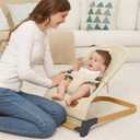 ANGELBLISS Baby Bouncer, Portable Bouncer Seat for Babies, Infants Bouncy Seat with Fabric, Natural Vibrations (Apricot)