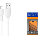ZGEAR iPhone 16 Pro Max Temp Glass and Belkin USB A to USB C Cable, 3.3ft, 15W - Type C Charger, iPhone Charger Cord for iPhone 16 & 15, Galaxy S25, Pixel 9, iPad Pro, Airpods Pro, Switch, CarPlay & More - White