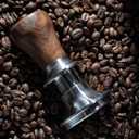 54mm Espresso Tamper For Breville Machines Calibrated Tamper Tool Espresso Walnut, Auto-Leveling and 30lb Spring Loaded Design Coffee Tamper With Stainless Steel 53.35mm Ripple Base