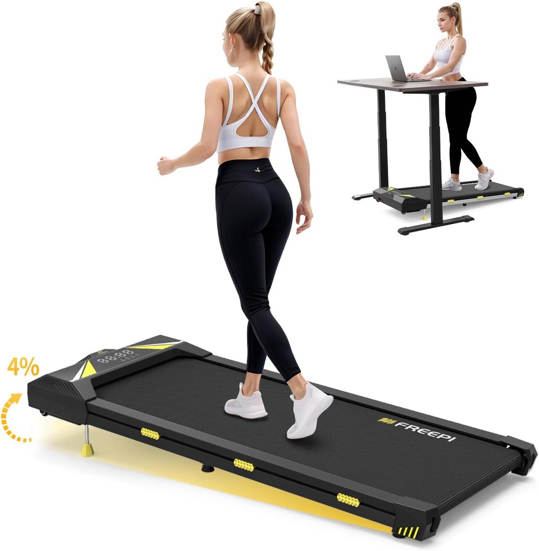 Freepi Walking Pad Treadmill,4 in 1 Under Desk Treadmill for Home Office,Walking pad with Incline,340 Lb Capacity,APP