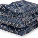 Berkshire Blanket Heated Throw Blanket, Grace Fur to Loftmink Reversible Electric Throw with 4 Heat Levels, Fast Heating Printed Throw for Couch and Bed, Auto Shut-Off Feature (50"x60") (Elijah Fair Isle Extra Large Blue)
