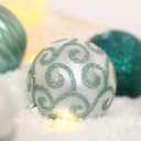 30PCS 2.36IN Christmas Tree Ornaments Assorted Pendant Shatterproof Ball Ornament Set Seasonal Decorations with Reusable Hand-Help Gift Boxes Ideal for Holiday and Party (White/Green)