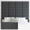 IFNOW Upholstered Wall Mounted Headboard, 3D Soundproof Wall Panels Peel and Stick for King Size, Reusable and Removable Tufted Bed Headboard in Black (12 Panels, 10" x 24")