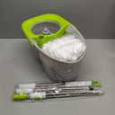 MASTERTOP Small Mop and Bucket with Wringer Set, Spin Mop Cleaning System with 3 Mop Pads,Spinning Mop Bucket for Floor Cleaning, 50.4" Extended Handle (Gray + Green)