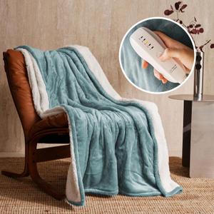 JET'S HOME Heated Blanket 50"x60" - ETL Certified Flannel Electric Blanket Machine Washable Heating Throw with 5 Heating Levels 3 Hours Auto-Off Warm Gift for Family (Blue) (50x60", Blue)