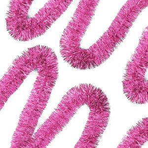 50 Feet Pink Tinsel Garland Christmas Foil Tinsel Garland Decoration Metallic Banner Wall Hanging Tinsel Streamers Garland for Christmas Tree Birthday Party Decorations (3.54" x 50', Pink)