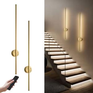 KARTOOSH Brass Battery Operated Wall Sconce Set of Two with Motion Sensor | Rechargeable Wireless Wall Lights with Remote Control, Dimmable, 3000K/4000K/6000K, Timer for Living Room, Hallway,39.3 Inch