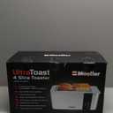 Mueller UltraToast Full Stainless Steel Toaster 4 Slice, Long Extra-Wide Slots for Bagels and Waffles, 6 Browning Levels, LED Display, Cancel/Defrost/Reheat Functions & Removable Tray, Kitchen Gadgets