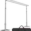 EMART Backdrop Stand Heavy Duty 10x10Ft, Double Crossbar Pipe and Drape Photo Background Support Kit, Adjustable Metal Frame with Flat Base for Wedding Birthday Party Decoration