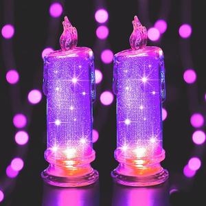 2PCS Purple LED flameless Candles (D:2.5" x H:7"),LED Pillar Candles, Battery Included, Velas artificiales para decoracion for Valentine's Wedding Birthday Bedroom Decorations 2PCS Purple LED flameless Candles (D:2.5" x H:7"),LED Pillar Candles, Battery Included, Velas artificiales para decoracion for Valentine's Wedding Birthday Bedroom Decorations