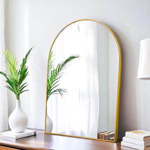 SCWF-GZ 24x16 Arch Mirror Rectangle Wall Mounted Metal Frame Mirrors for Entryway Bedroom Bathroom Living Room 24x16 inch Gold