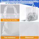 Qilery 50 Pack 24" x 24" Large Clear Plastic Shopping Bags with Handles Reusable Merchandise Gift Bags Bulk for Small Business Merchandise Retail Grocery Packaging Gift Giving