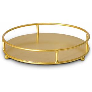 Jewelry Tray Perfume Display Organizer Bathroom Storage Vanity Tray Tabletop Display for Cosmetic, Candle, Jewelries, 10" Round Gold
