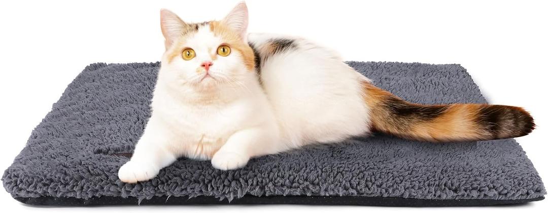 Self Warming Cat Bed Self Heating Cat Dog Mat 24 x 18 inch Extra Warm Thermal Pet Pad for Indoor Outdoor Pets with Removable Cover Non-Slip Bottom Washable Non Electric (Dark Grey)