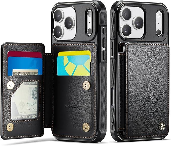 Vinich for iPhone 17 Pro Max Wallet Case with Card Holder, RFID Blocking Credit Slots Kickstand Shockproof Phone Cover Fit for iPhone 17 Pro Max 6.9" Black