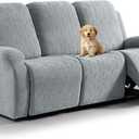 VANSOFY Recliner Couch Cover, 8-Pieces Stretch Recliner Sofa Cover Soft Jacquard Reclining Slipcover Furniture Protector with Elastic Bottom for Kid, Pets(3 Seat,Light Gray)