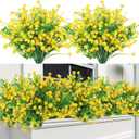 Sggvecsy Artificial Flowers for Outdoors 12 Bundles UV Resistant Boxwood Shrubs Artificial Eucalyptus Fake Plants Faux Plastic Greenery for Farmhouse Garden Home Indoor Outdoor DecorationYellow