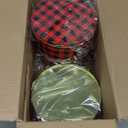 6 Pcs 7'' Christmas Cookie Tins with Lids Metal Christmas Tins Round Metal Cookie Tin Container Holiday Storage Box for Baking Chocolate Snack Storage Gift Giving (Red Black)