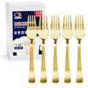 125 Count Gold Plastic Forks Heavy Duty, 7.28 Inch Gold Forks Disposable Heat Resistant Durable Plastic Utensils for Parties, Wedding, Daily Events