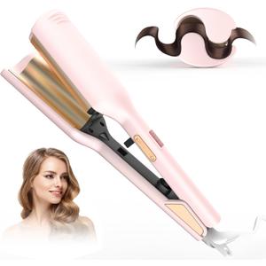 Waver Hair Tool,Mini Waver Curling IronCurling Iron Hair Crimper WaverIonic Deep Waver Curling Wand with Ceramic 2 Barrel for WomenDouble Voltage, Easy to Use, Pink, 1.25 Inch