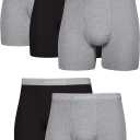 Hanes mens Underwear Boxer Briefs Pack, Cool & Breathable Cotton Moisture-wicking Underwear for Men, No Ride Up ( Size Medium, Black/Gray - 5 Pack)