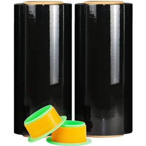 CHUANGSEED Stretch Film 12 in x 1000 ft Moving Wrapping Plastic Shrink Film Strength Stretch 80 Gauge Durable Industrial Strength,Black,2 Pack