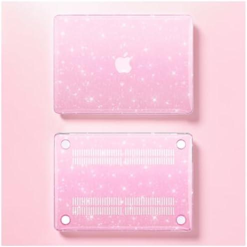 KEROM Pink Glitter Case for MacBook Air 13 inch 2022-2018 M1 A2337 A2179 A1932, MacBook Air M1 Case - Girly Shiny Bling Sparkle Glitter Plastic Hard Shell Case & Keyboard Cover for MacBook Air 13.3''