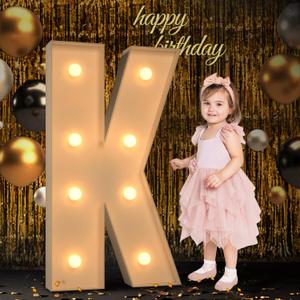 Marquee Light Up Letters, 3FT Large for Party, Numbers, Mosaic Balloon Frame, Cardboard for Birthday Wedding Engagement Party Backdrop Decorations, Letter K
