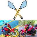 JMTBNO Universal M8 M10 Motorcycle Rear View Mirrors Handle bar End Side Mirror Compatible with Honda Scooter Suzuki Yamaha, Kawasaki Victory(Gold)