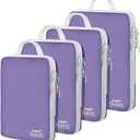 4 Set Compression Packing Cubes, Suitcase Organizer, Lightweight Travel Essentials, Compression Bags For Travel Accessories Luggage Storage Set (4 Pcs, Purple)