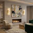 20" Alabaster Wall Sconce Hardwired, Spanish Natural Marble Sconces, Brass Bathroom Vanity Light, Dimmable Stone Wall Sconces Warm White, Linear Gold Alabaster Wall Light for Living Room Hallway