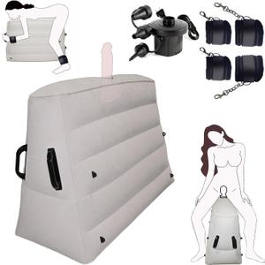 Sex Pillow Dildo Mount, Sex Bondage Chair with Sex Toy Mount for Women, BDSM Sex Furniture for Adults Couples, Inflatable Sex Cushion with Handcuffs for Bedroom