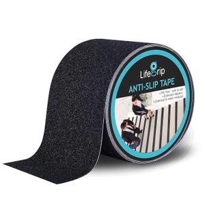 Lifegrip Anti Slip Traction Tape, 4 Inch x 38 Foot - Best Grip, Friction, Abrasive Adhesive for Stairs, Tread Step, Indoor, Outdoor (4" X 38') (Black)