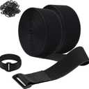 2 Rolls 26FT 2 inch Wide Cable Straps with 20 Buckles, Heavy Duty Nylon Hook and Loop Straps for Fastening Securing, Reusable Cut-to-Length Molle Straps for Organizer or Storage, Black