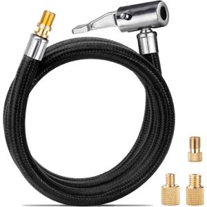 LUMITECO 31" Upgraded Lengthened Tire Inflator Hose Adapter &Converting Nuts, Lock On Air Chuck with Hose and Tire Schrader Valve Fine Thread, for tire pump's Twist On Convert to Lock On Connection