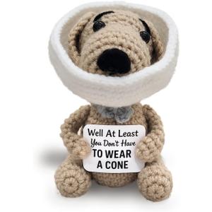 Well at Least You Dont Have to Wear a Cone  Funny and Thoughtful Crochet Dog Gift  4.5" Handmade Plush for Surgery Recovery, Vasectomy Humor, or Quirky Retirement Gift