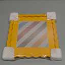 8x8 Picture Frame with Mat for 6x6, Wavy Edge Wooden Real Glass Photo Frame for Tabletop and Wall Hanging, Yellow, 1 Pack