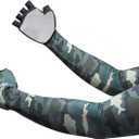 Sports Compression Arm Sleeves for Youth Teens Sun Protection Sleeves for Baseball Golf Volleyball Basketball (Green Wild Shark Trace)