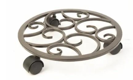 Panacea 12": Square Tube Scroll Plant Caddy Bronze