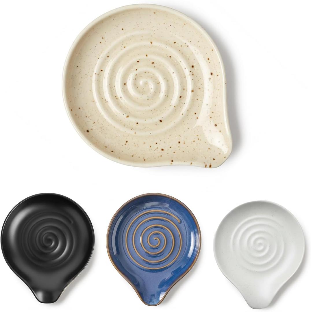 Ceramic Spoon Rest for Kitchen Counter, Coffee Spoon Holder, Easy to Clean Stovetop Spoon Tray, Decorative Countertop Organizer for Soup Spoons/Ladles (Butter Yellow)