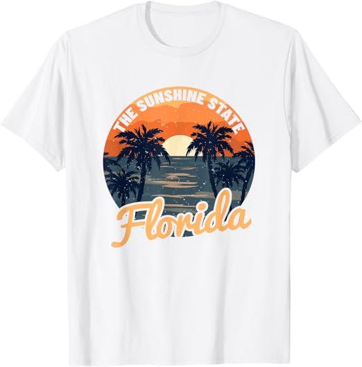 Florida Sunset - Throwback Design - Classic T-Shirt (XL, White)