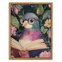 AtterrirArt Framed Funny Animal Wall Art, 12 * 16inch, Quirky Pigeon Reading Book Poster Print, Eclectic Bird Wall Decor, Flower Botanical Canvas Wall Art For Bedroom, Living Room, Ready to Hang
