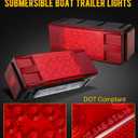 Partsam 12V LED Submersible Low Profile Rectangular Trailer Lights, Waterproof LED Combination Trailer Tail Light Kit Stop Brake License Plate Turn Running Lights Sealed for Boat Trailer Lights Truck