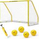 A11N Sports Floating Water Polo Goal Set  Large 4.7ft x 3.1ft Pool Net with 4 Balls  Fun Summer Backyard & Pool Game (Yellow)